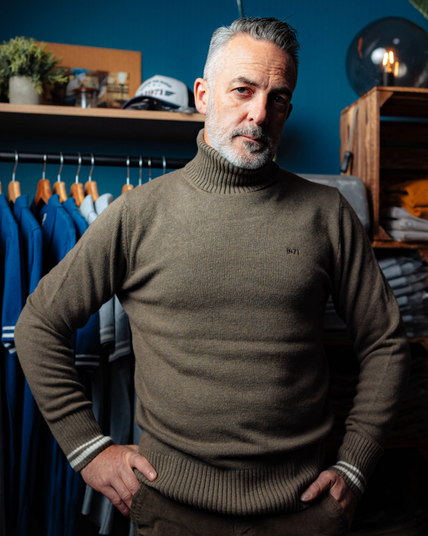 Bary Turtleneck sweater Khaki chiné