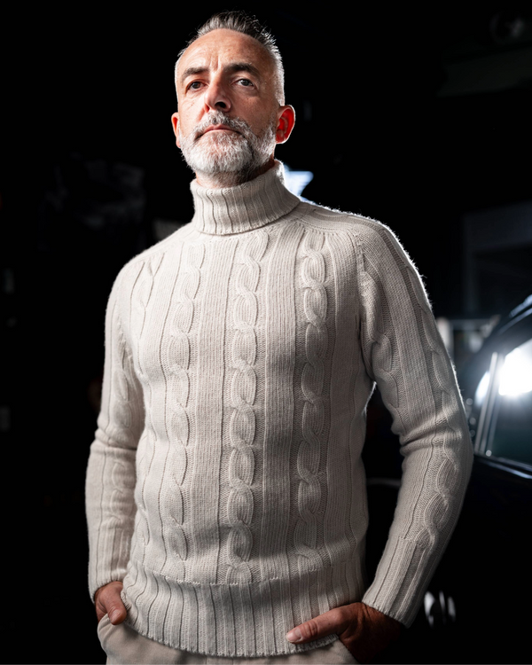 Calvin Cable Knit Ecru