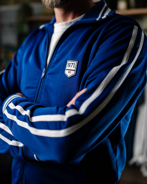 Détail zip veste Bruce bleu worker qualité premium