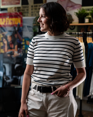 Détail rayures top Carla marinière tricot italien