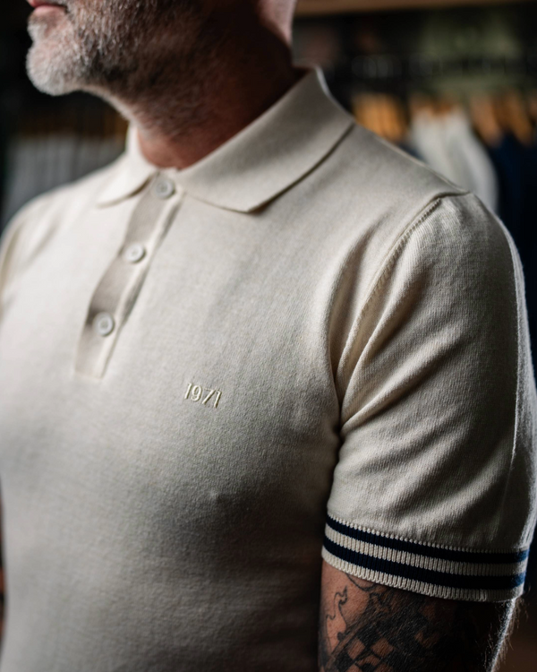 Charly Knitted polo Ecru chiné
