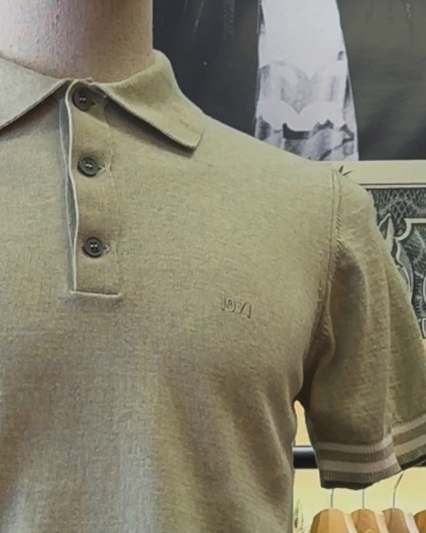 Charly Knitted polo Light khaki chiné