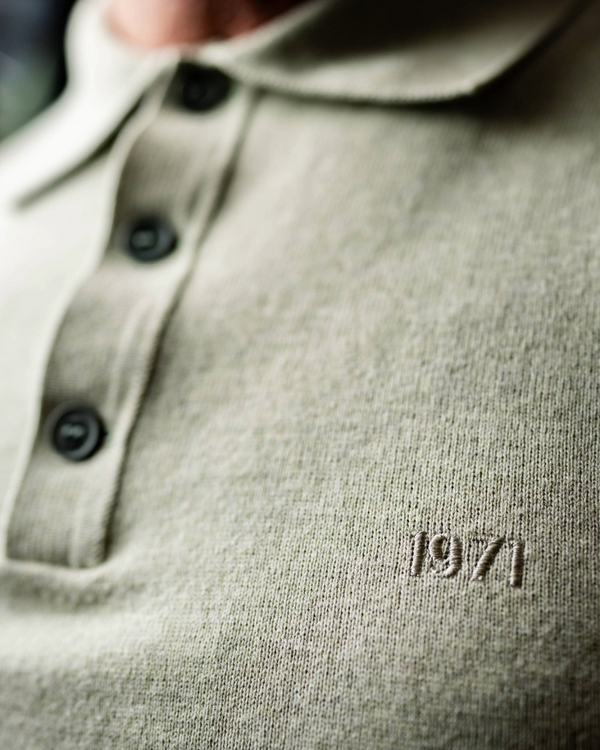 Charly Knitted polo Light khaki chiné