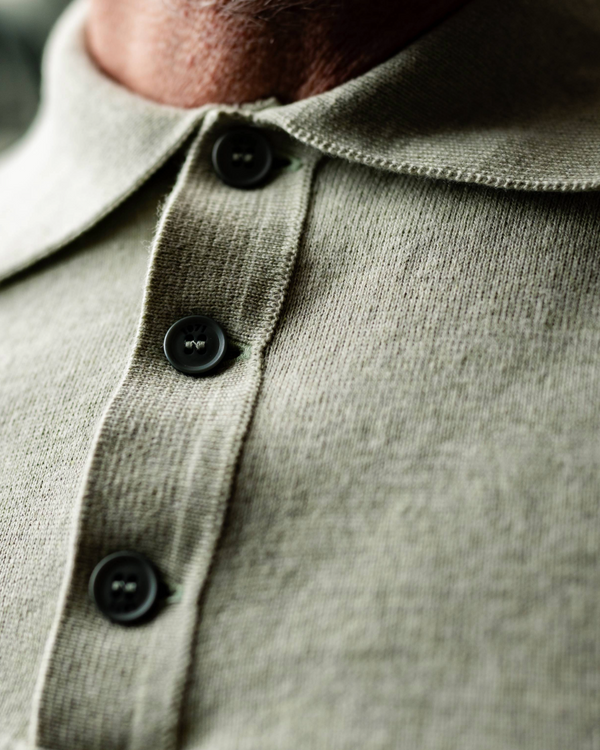 Charly Knitted polo Light khaki chiné