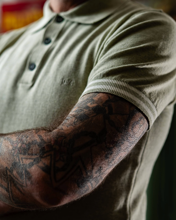 Charly Knitted polo Light khaki chiné