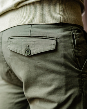 Chino Dave kaki texture tissu coton stretch premium