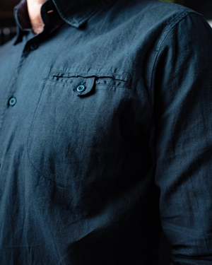 Vue arrière chemise Eddy bleu marine style workwear authentique