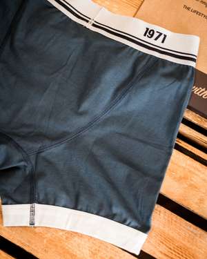 Vue latérale boxer Murdock bleu pétrole fabrication portugaise