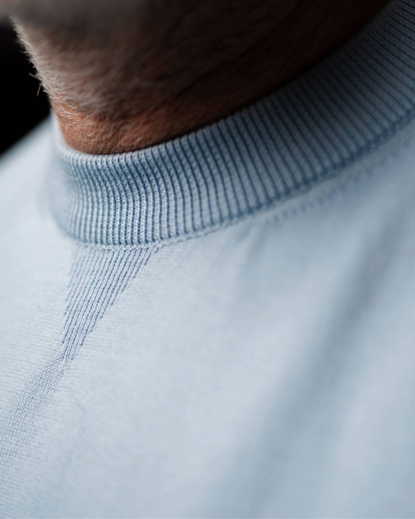 Polo Orlando bleu clair homme - vue de dos - style vintage rétro 1971