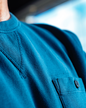 Vue arrière sweatshirt Raby pétrole coton bio