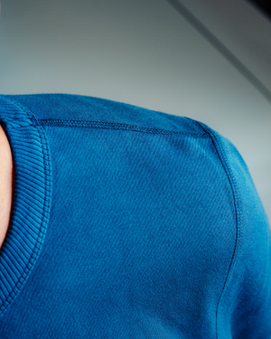 Détail col sweatshirt Raby pétrole fabrication Portugal