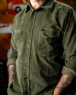 Vue arrière chemise Torst kaki fabrication portugaise