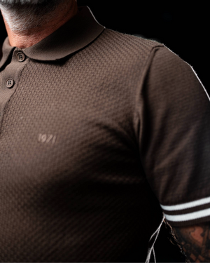 Vue arrière polo Umberto marron fil italien qualité